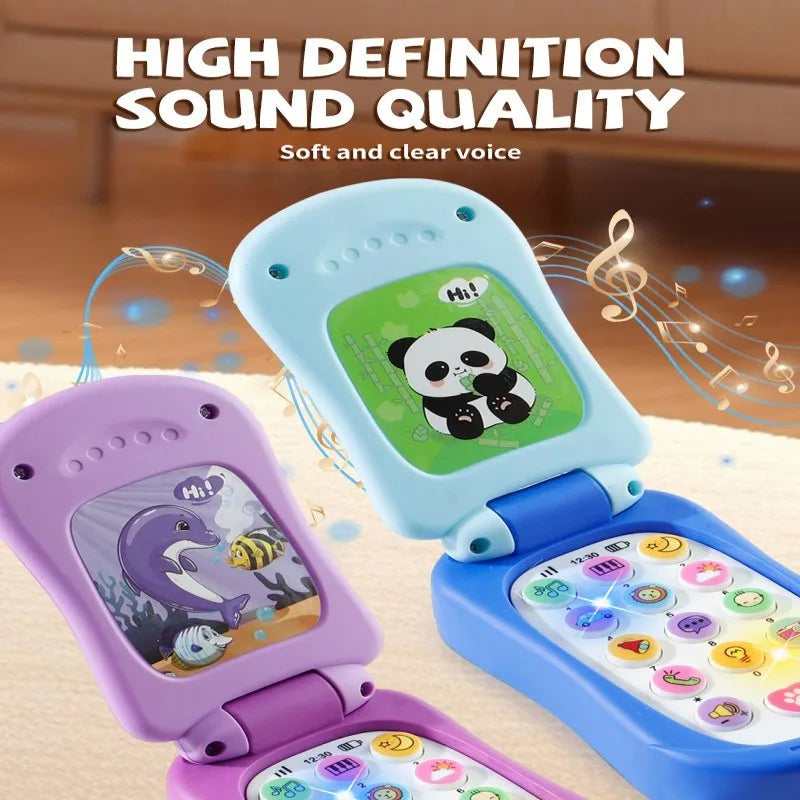 Kids' Cartoon Flip Phone Toy with Music and Learning Games
