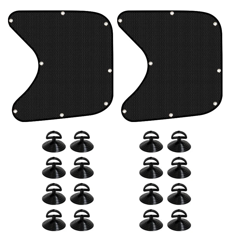 Set of two black truck side window sunshades with suction cups