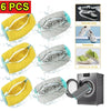 Six yellow and gray mesh laundry bags for protecting shoes during washing machine cycles