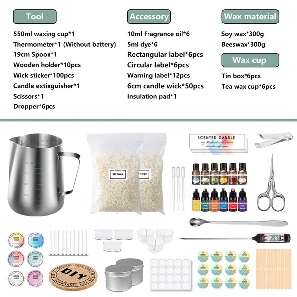 DIY Soy Wax Candle Making Kit with Stainless Steel Melting Pot