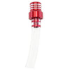 A clear plastic fuel tank breather valve with a red and silver top fitting.