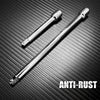 A silver anti-rust ratcheting socket and Allen wrench set lying on a dark, textured surface.