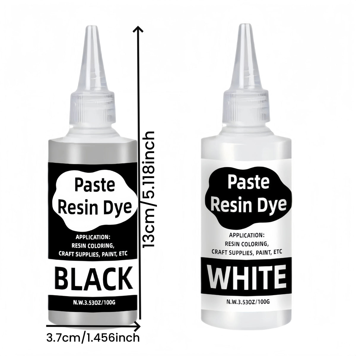 A set of black and white paste resin dye for coloring crafts and painting