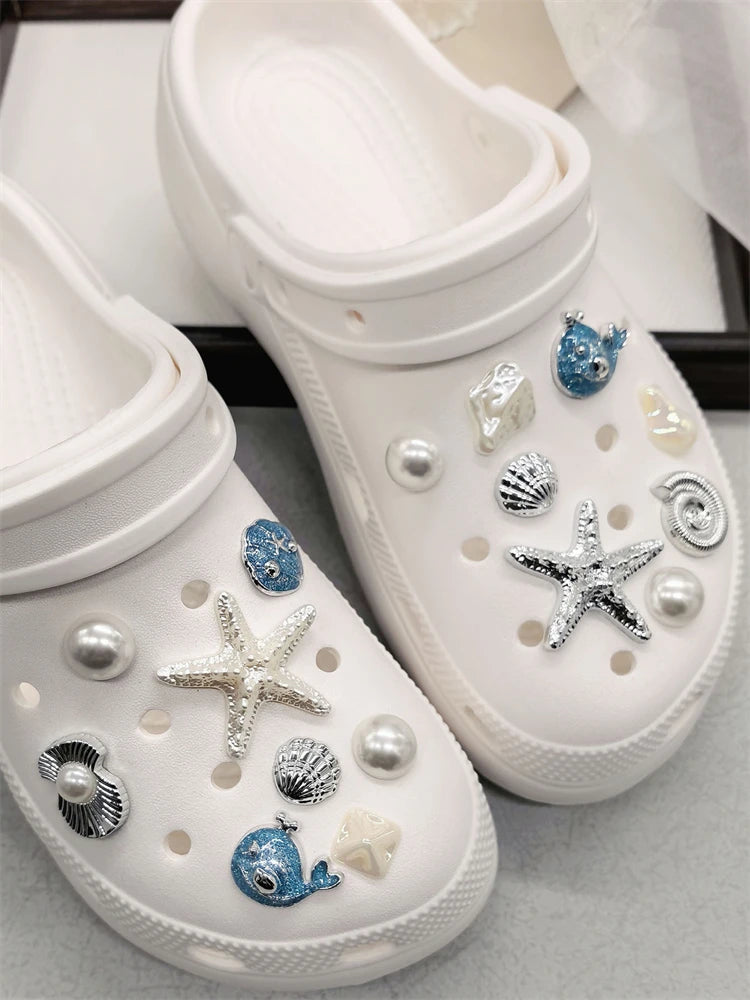 Beach-Themed Shoe Charms Set - 16 Pieces