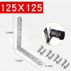Stainless steel 90-degree angle bracket set with screws shown with a magnified view of the bracket and mounting hardware.