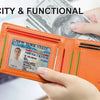 Slim RFID Blocking Leather Card Holder Wallet with Geometric Pattern