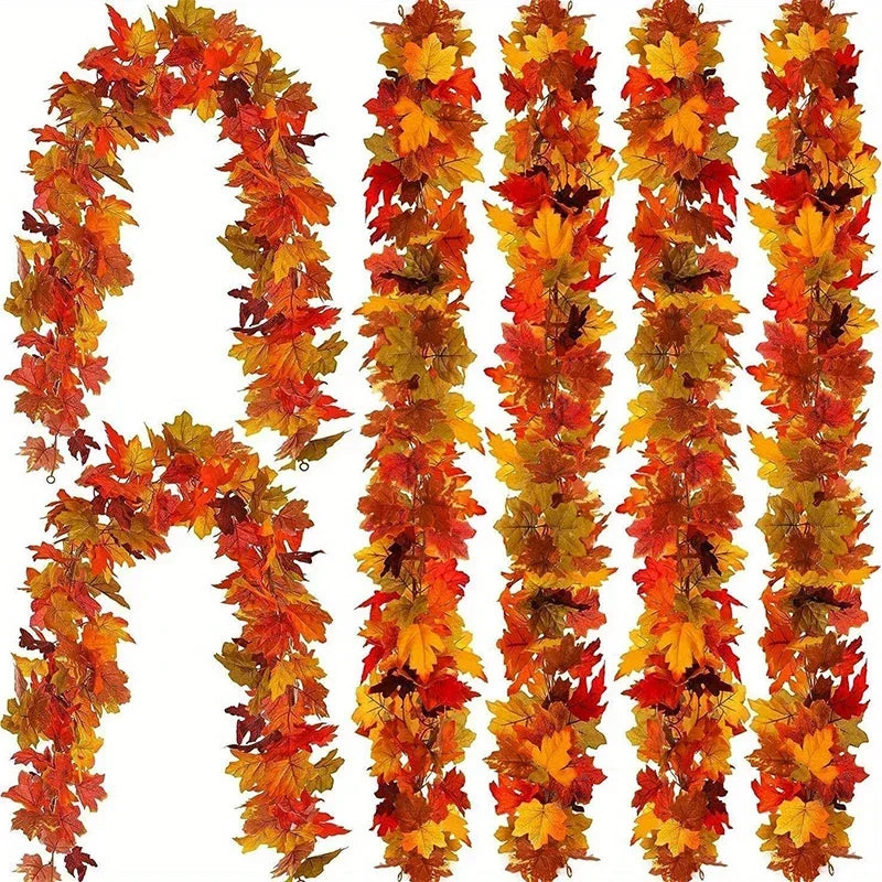 Artificial maple leaf garland in autumn colors for seasonal decor