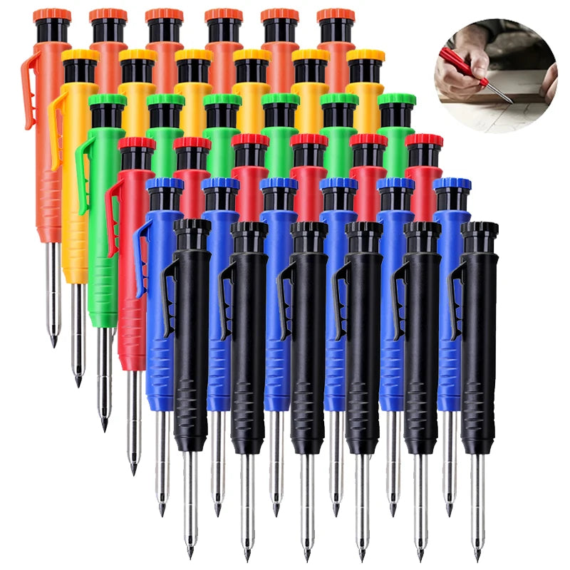 Professional Carpenter Pencils with Built-in Sharpener (Set of 6)