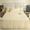 Quilted Solid Color Bed Skirt with Pleated Ruffle