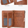 Vintage RFID-Blocking Triple-Fold Wallet with Double Zipper