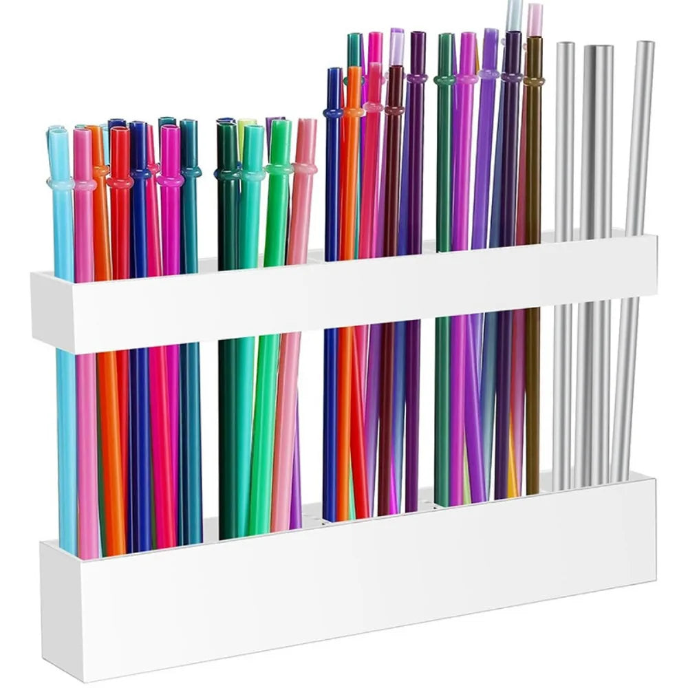 Acrylic Wall-Mounted Straw and Utensil Holder