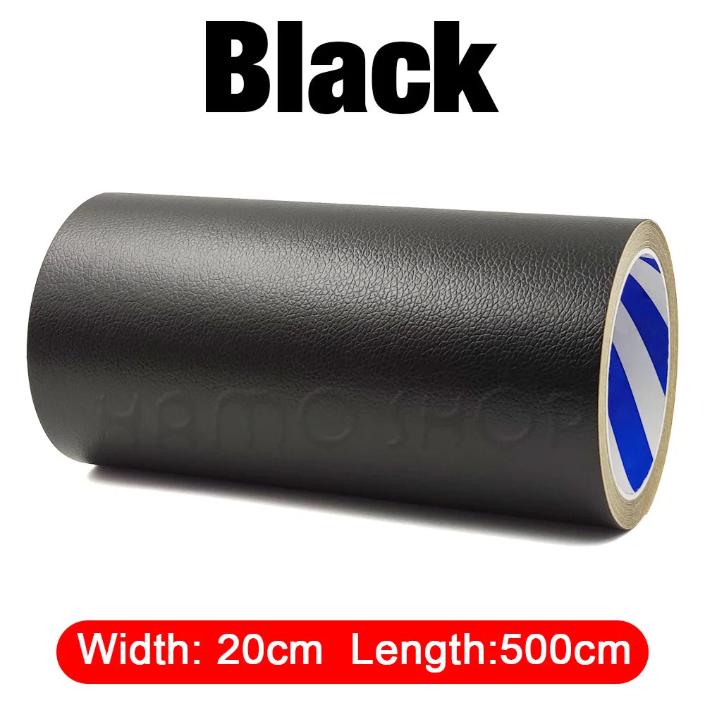 Black cylindrical PU leather repair patch with dimensions 20cm width and 500cm length