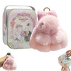Soft Plush Bunny Keychain with Tin Case