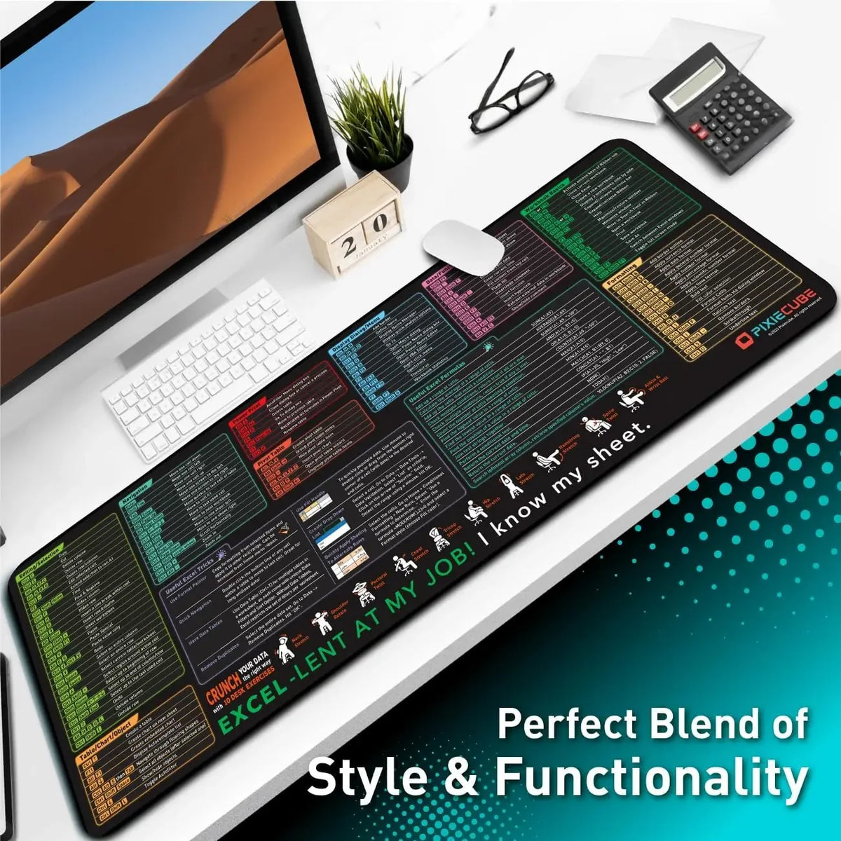 Excel Shortcut Large Mouse Pad with Stitched Edges