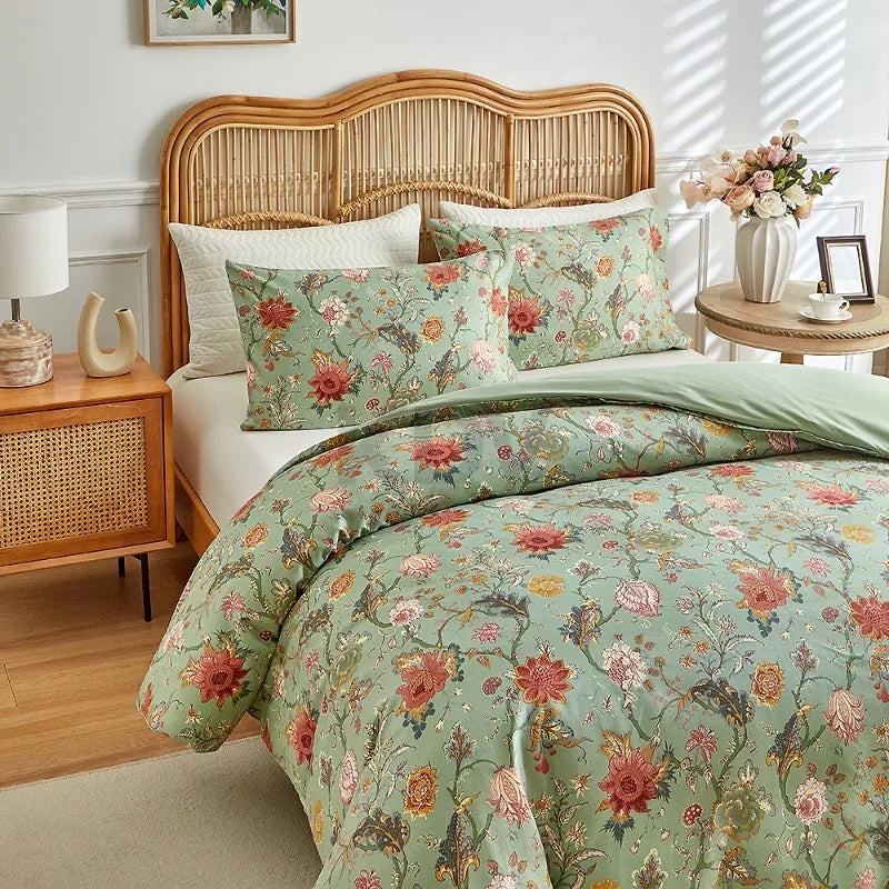 Vintage Floral Duvet Cover Set with Pillowcases