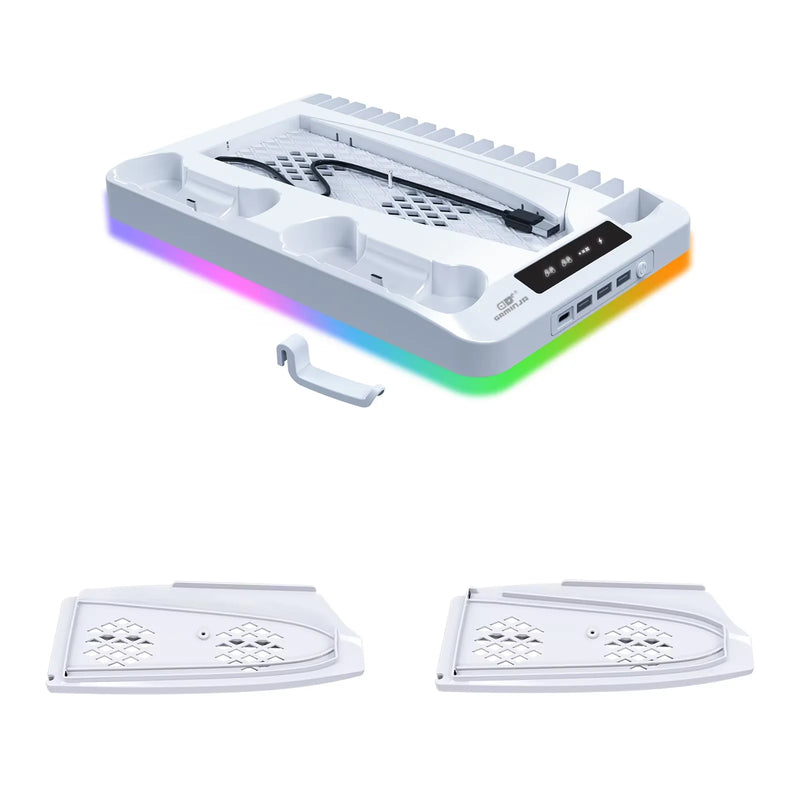PS5 Cooling Stand with RGB Lighting & Dual Controller Charger