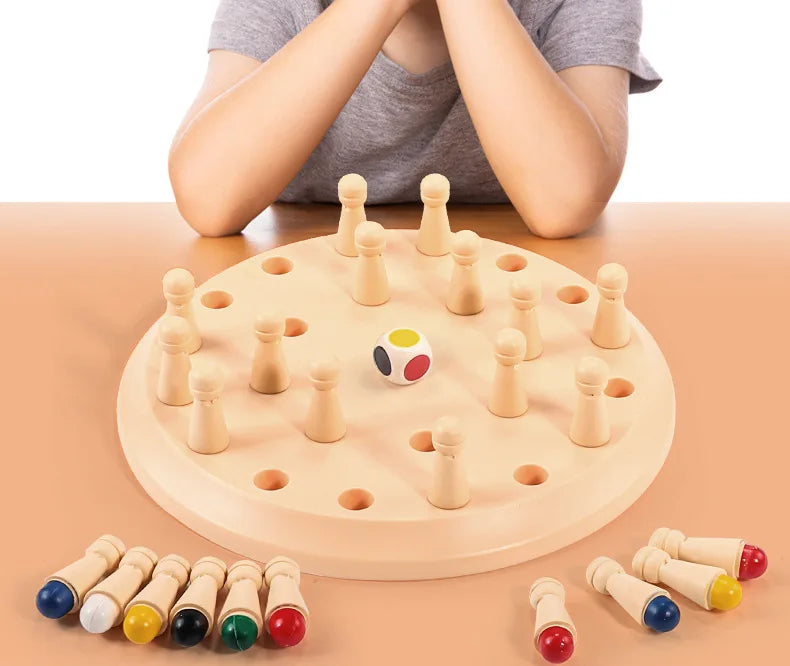 Wooden Memory Match Stick Chess Game – Montessori Color Matching Board Game