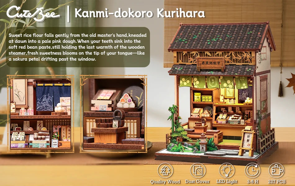 Book Nook DIY Wooden Miniature Kit with LED Lighting