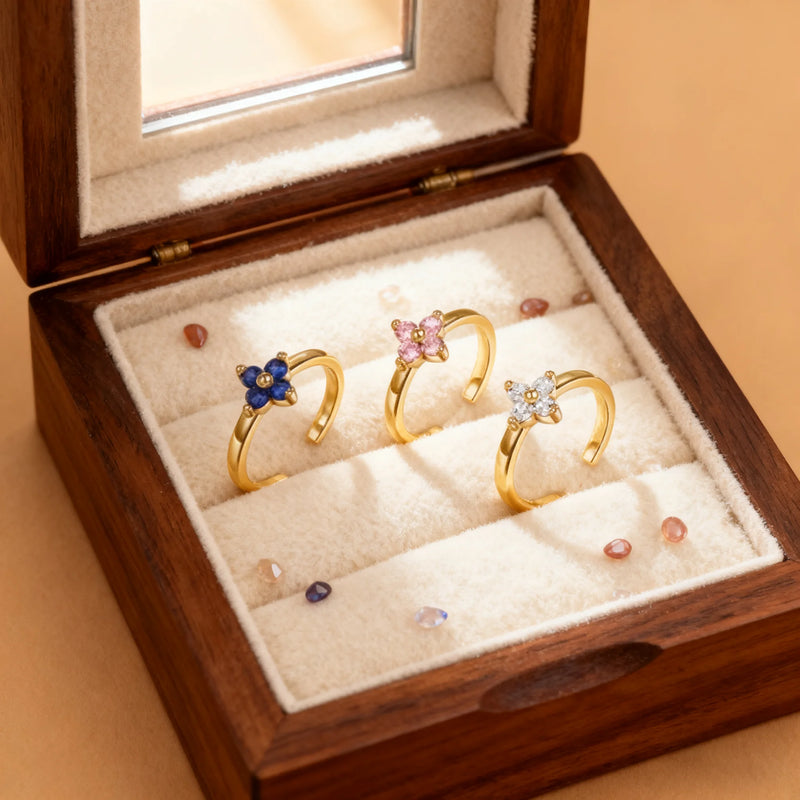 Gold-Plated Geometric Zircon Toe Ring