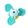 A light blue suction cup spinner bath toy shaped like an elephant for toddlers.