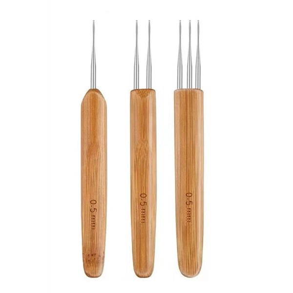 Wooden Handle Dreadlock Crochet Hook for Hair Styling