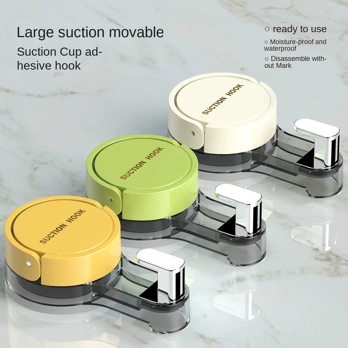 Strong Vacuum Suction Hooks with Adhesive Mount, No-Drilling Design for Home and Bathroom