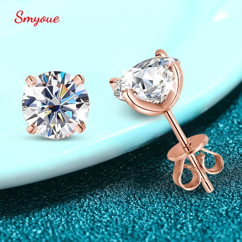 Pendientes de Moissanite en Oro Rosa y Plata de Ley