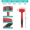 Red rubber mallet with a black handle and a textured head for tile work and DIY projects
