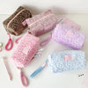 Leopard Print Plush Makeup Bag with Carry Handle