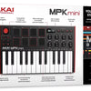 AKAI MPK Mini keyboard controller with drum pads and knobs shown in a red box.