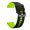 A black silicone watch band and protective case with neon yellow accents for a Redmi Watch Active 5.