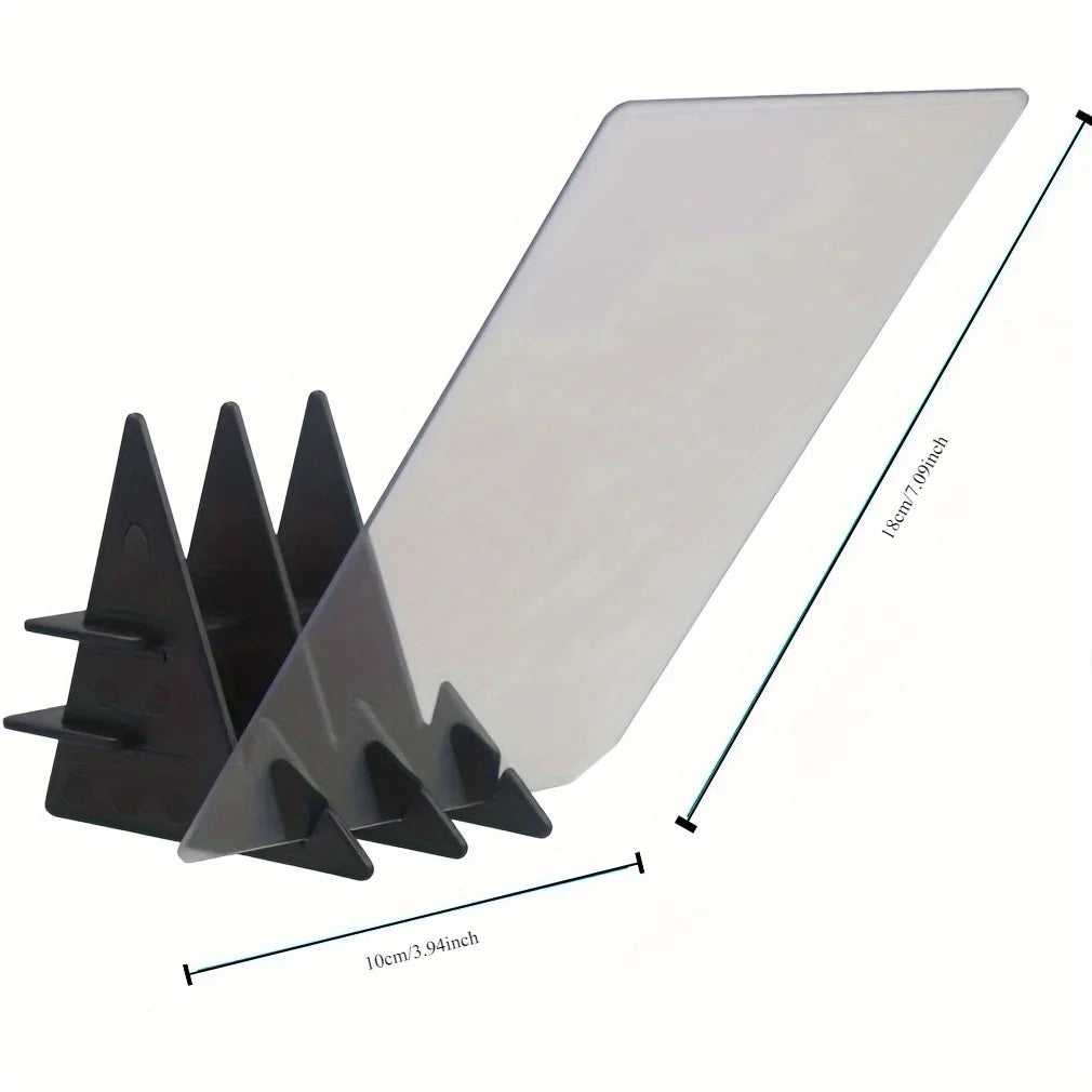 A portable optical tracing board for kids showing a translucent panel and a black mounting structure.