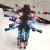 A colorful transformable fidget spinner set with multiple arms and spinning components.