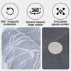 Close-up view of a white lace mosquito net fabric with intricate patterns and a hexagonal mesh curtain.
