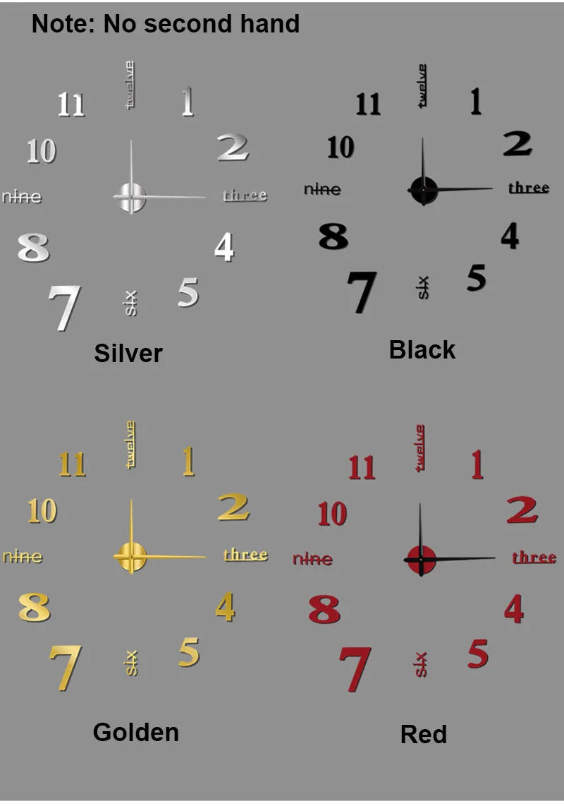 Modular 3D Number Wall Clock with Silent Movement