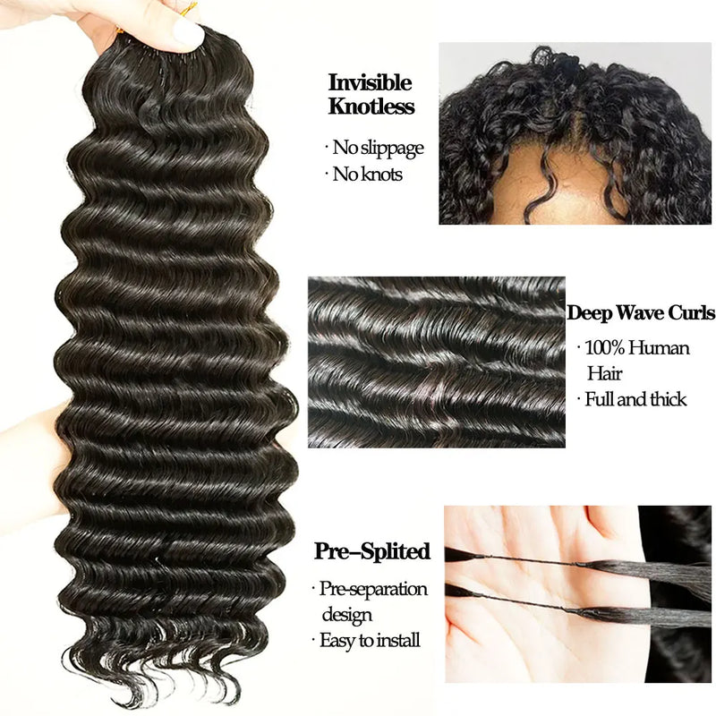 Pre-Parted Water Wave Human Hair Extensions
