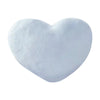 A soft, heart-shaped white plush throw pillow for cozy decor.