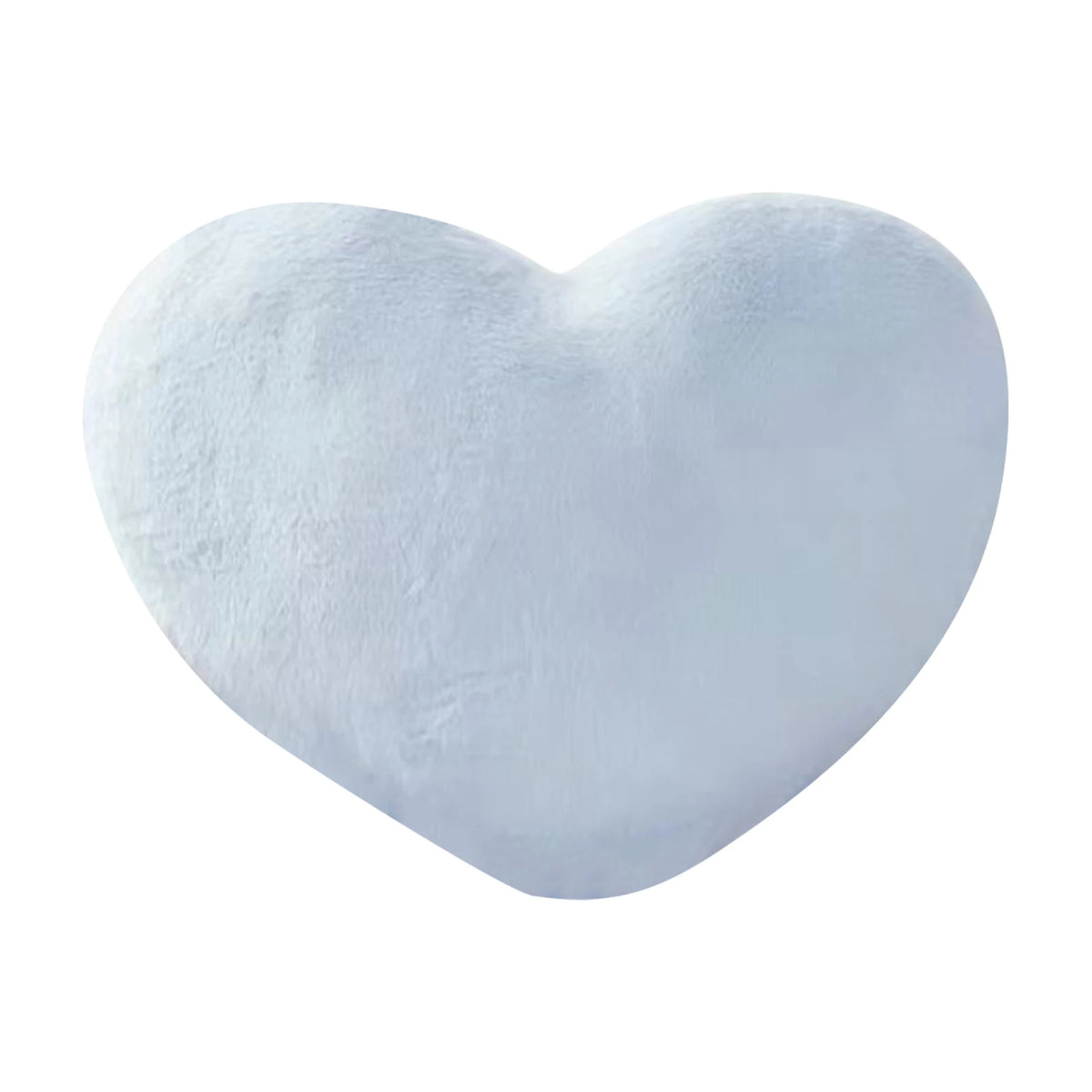 A soft, heart-shaped white plush throw pillow for cozy decor.