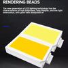 A yellow SMD floodlight LED rendering bead is shown on a white mounting base.