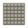 A gray, square seat cushion with multiple individual pockets for an adjustable press-to-inflate design.
