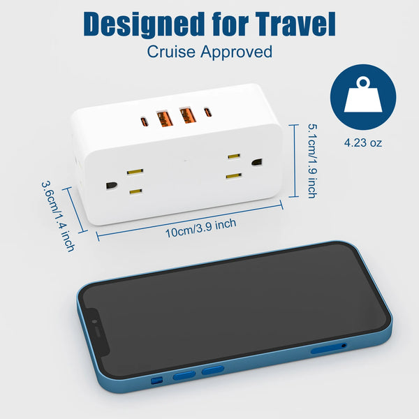 8-Outlet Wall Power Hub with USB-C and USB-A Ports and Surge Protection