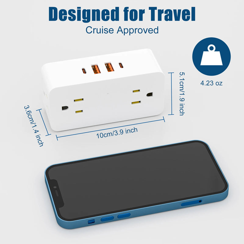 8-Outlet Wall Power Hub with USB-C and USB-A Ports and Surge Protection