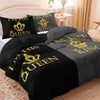 Dark Red Three-Piece Duvet Cover Set with Letter Print