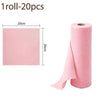 Roll of pink reusable microfiber cleaning cloths, 20cm wide and long.