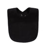 A black soft cotton baby bib with an absorbent saliva towel.