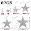 Six pieces of glitter rhinestone star patches shown with various sizes ranging from 2cm to 9cm.