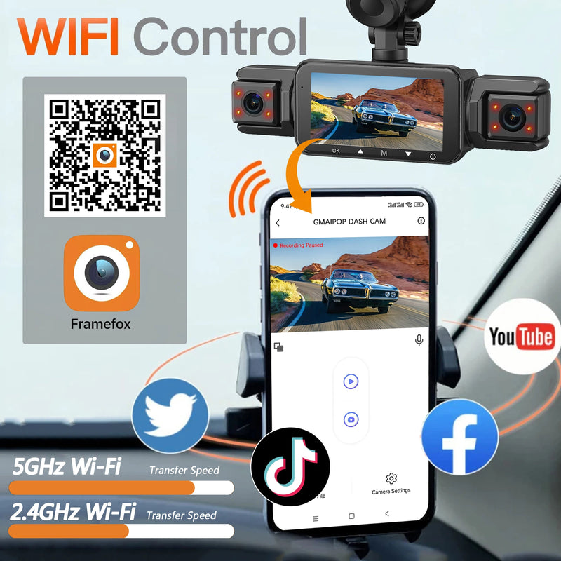 4-Channel HD Dashcam with WiFi & Night Vision