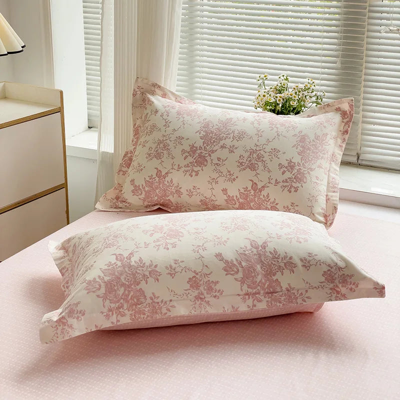 Floral Print 100% Cotton Duvet Cover Set with Two Pillow Shams