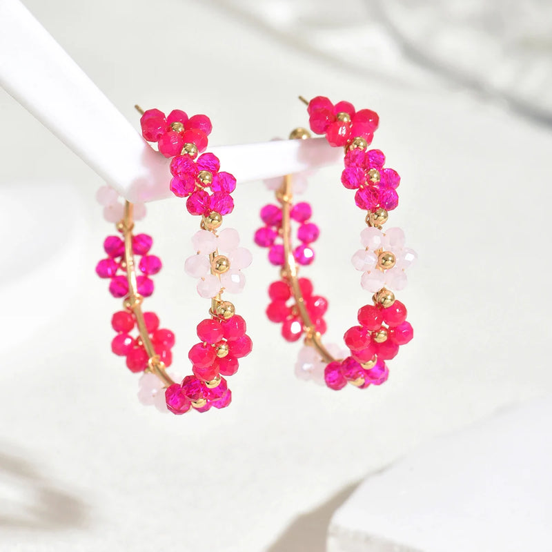Pendientes Gota de Girasol con Cuentas Estilo Bohemio