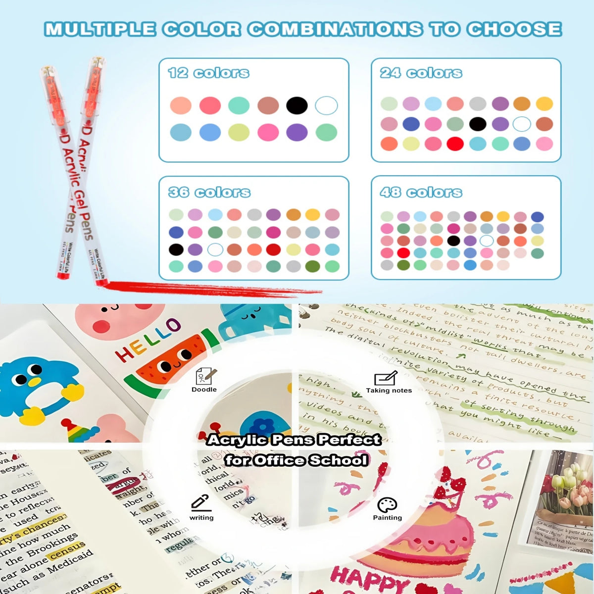 3D Acrylic Gel Pen with Quick-Dry Ink for Art and Notes
